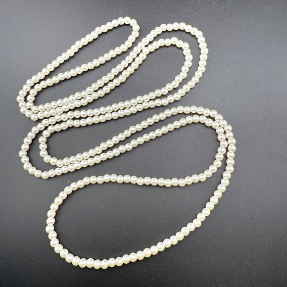 Faux Pearl Long Single Strand Necklace Elegant Opera Length Beaded Jewelry Acces - Picture 2 of 8